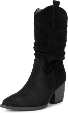 Alpine Swiss Kayla Womens Western Slouch Boots Mid Calf Block Heel Cowboy Booties
