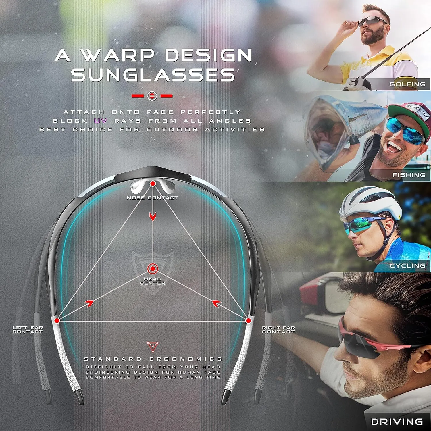 ATTCL Urltra-Light Polarized Sunglasses Men Women, Upgraded Sports glasses for Cycling Driving Fishing running UV Protection