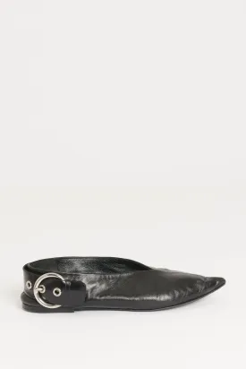 Black Preowned Buckle Flats