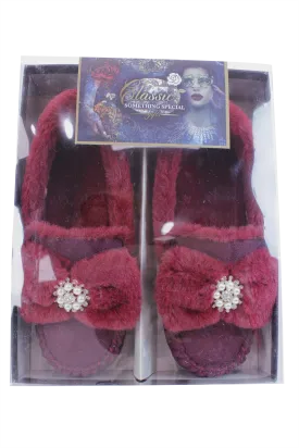Brandwell Luxury Ladies Plush Moccasin Slippers Ruby 6-7