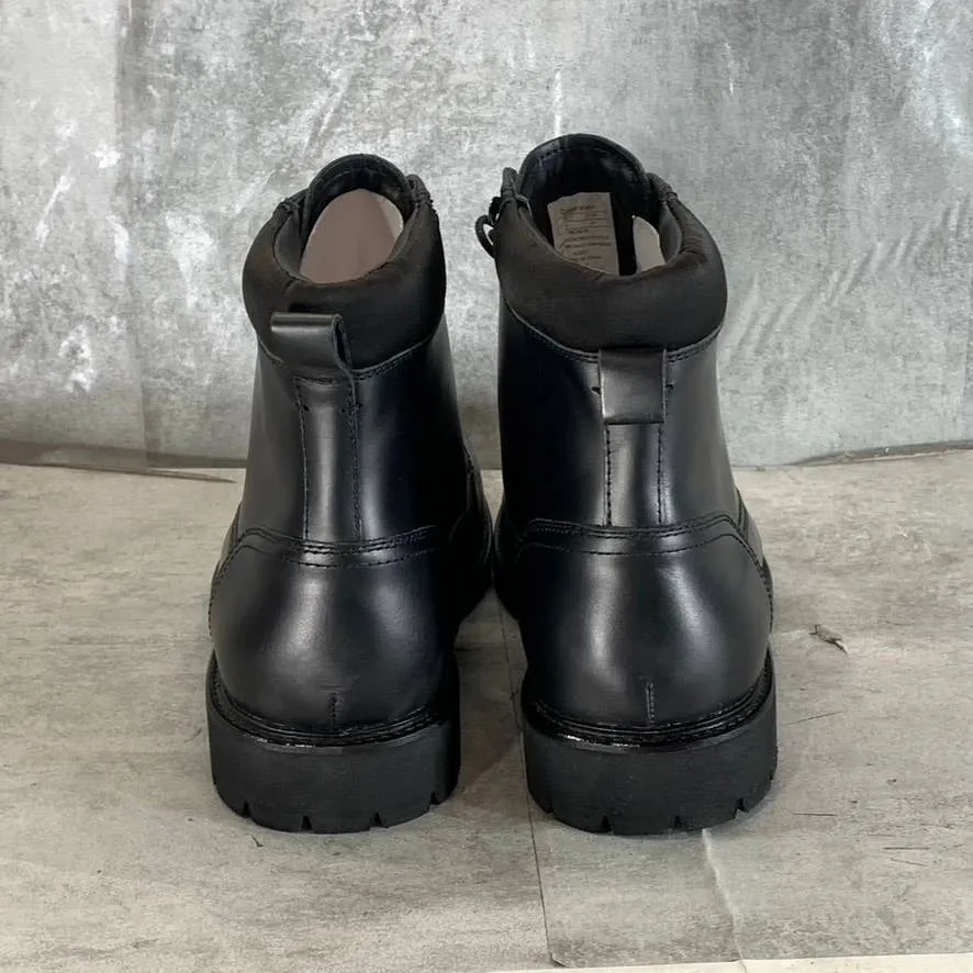 CALVIN KLEIN Men's Black Leather Cavin Lug-Sole Lace-Up Combat Boots SZ 13