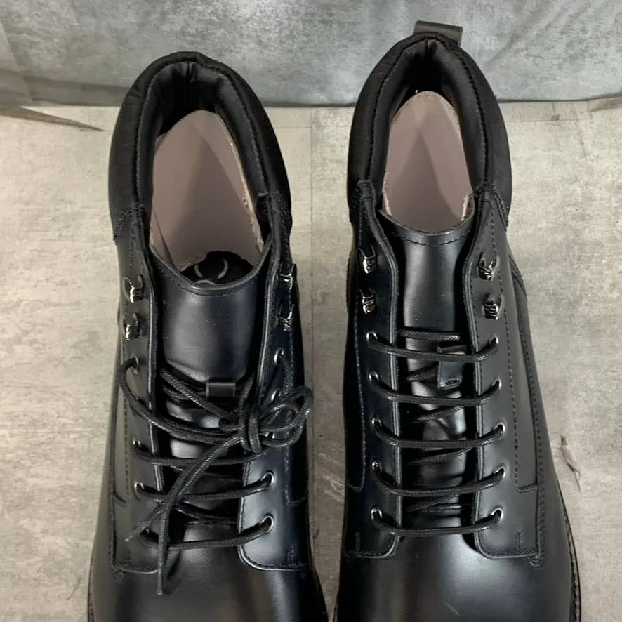 CALVIN KLEIN Men's Black Leather Cavin Lug-Sole Lace-Up Combat Boots SZ 13