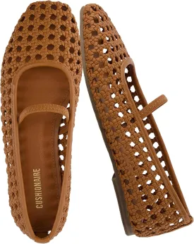 CUSHIONAIRE Weavy Squared Toe Woven Ballet Flats Shoes for Women with Memory Foam | Comfortable Mary Jane Flats for Women with Breathable Mesh Design | Wide Widths Available
