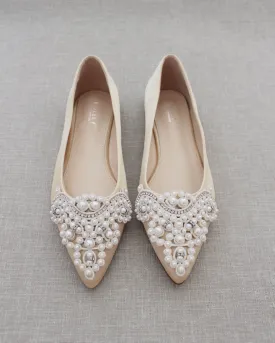 Embellished Pearl Evening Flats