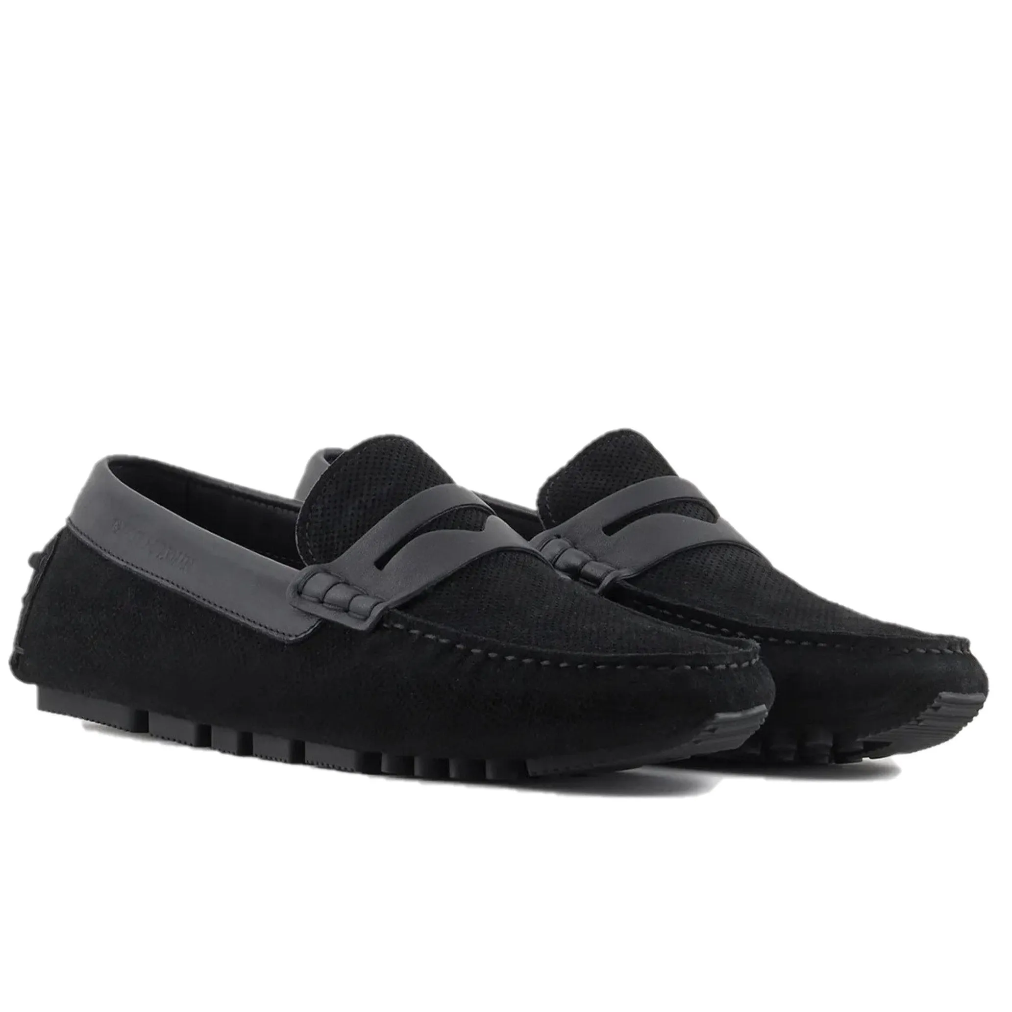 Emporio Armani Perforated Suede Loafers