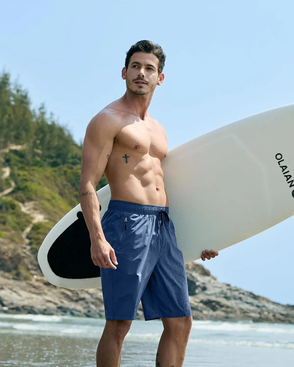 G Gradual Men's Swim Trunks 9" Quick Dry Swimming Board Shorts with Zipper Pockets Swimwear Bathing Suit for Men No Liner