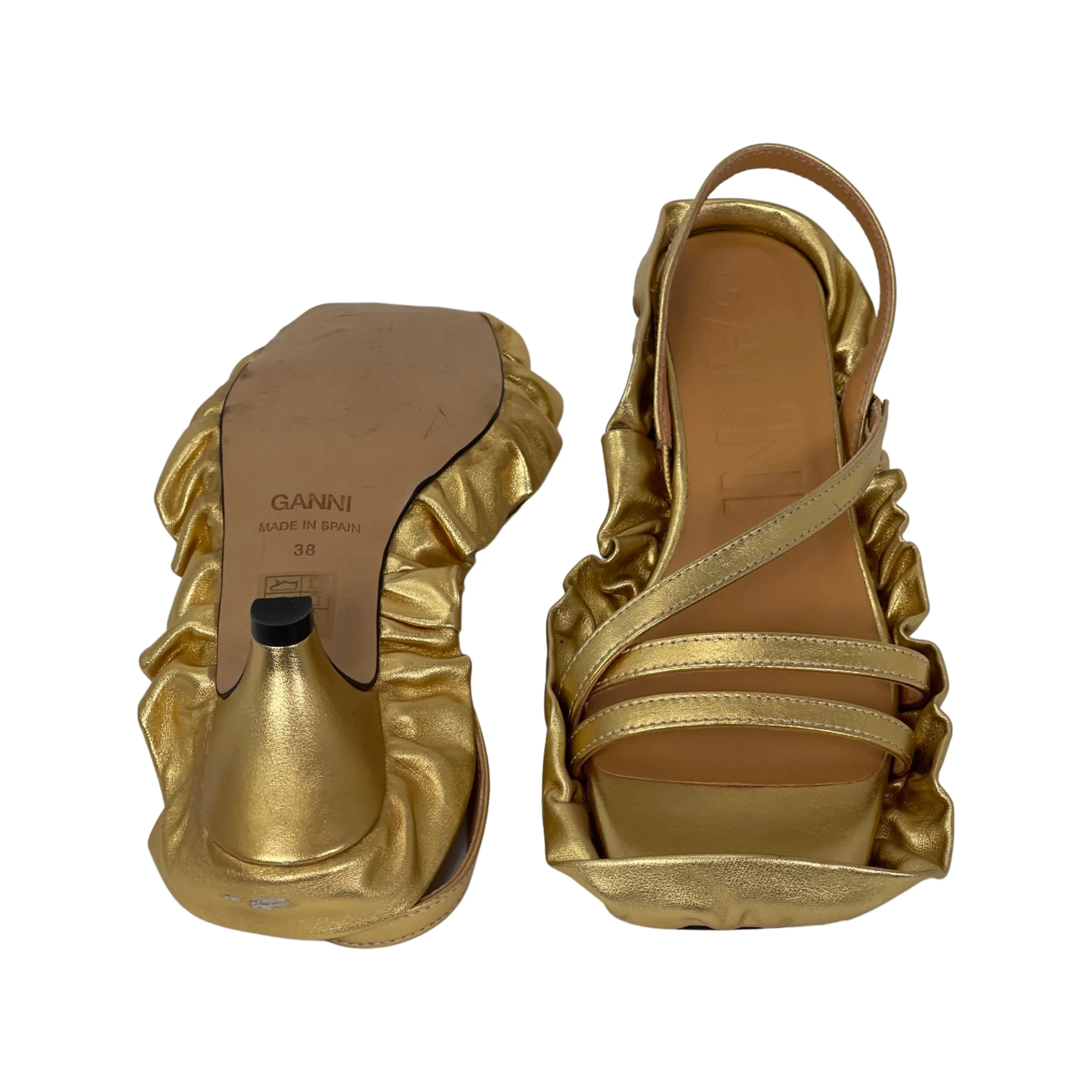 GANNI 50mm Ruffle Sandals (Size 38)