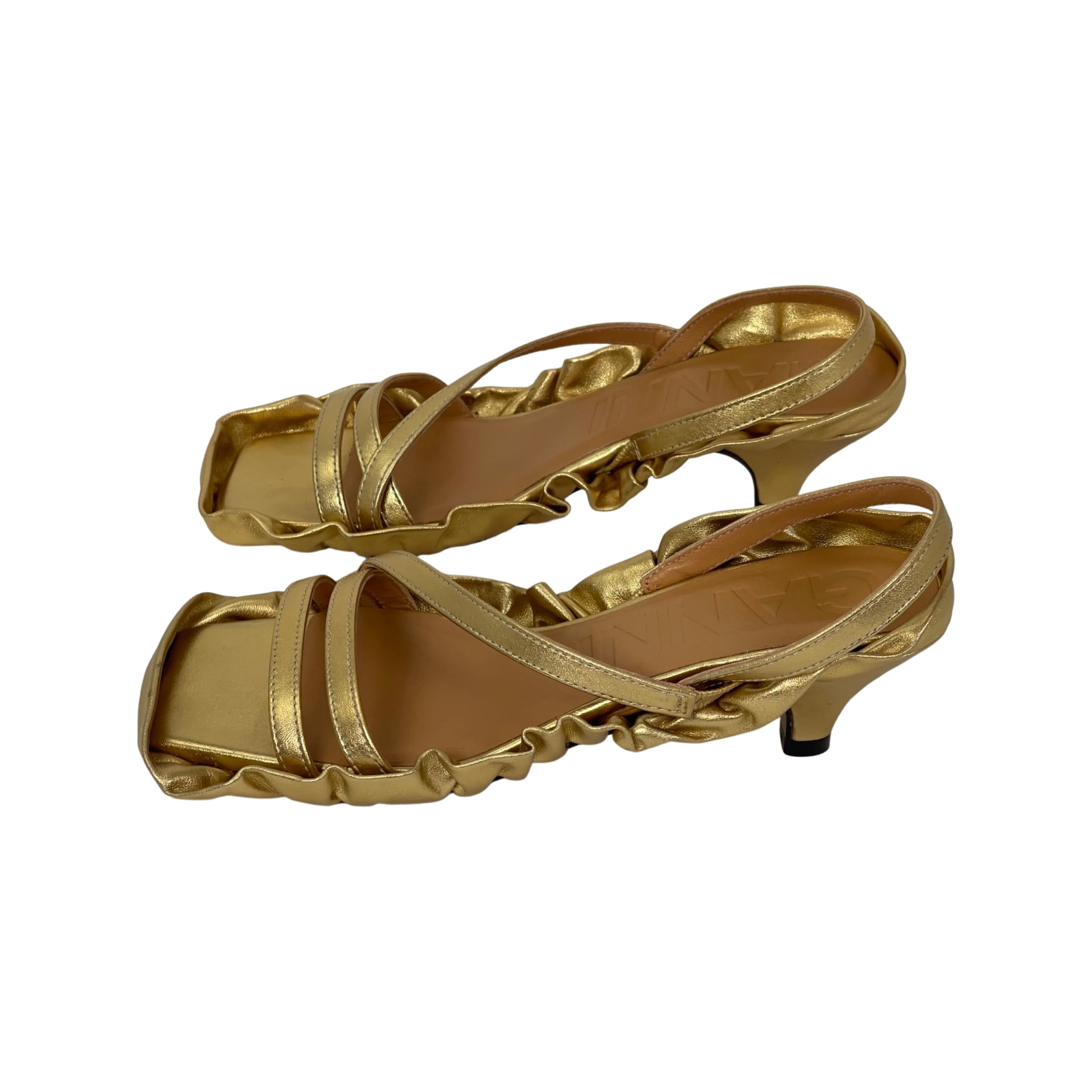 GANNI 50mm Ruffle Sandals (Size 38)