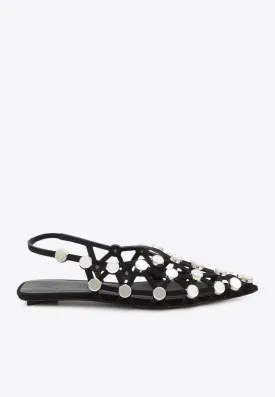 Grid Suede Slingback Flats
