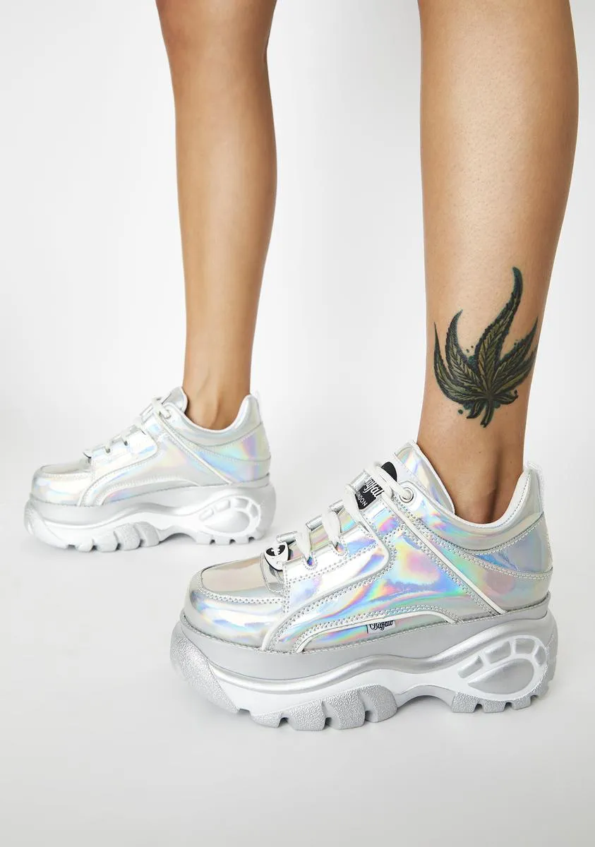 Holographic Silver Classic Low Leather Sneakers