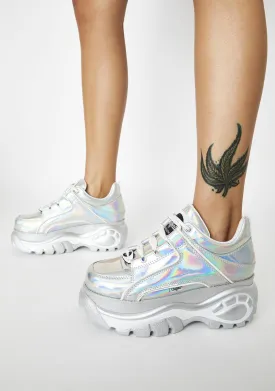 Holographic Silver Classic Low Leather Sneakers