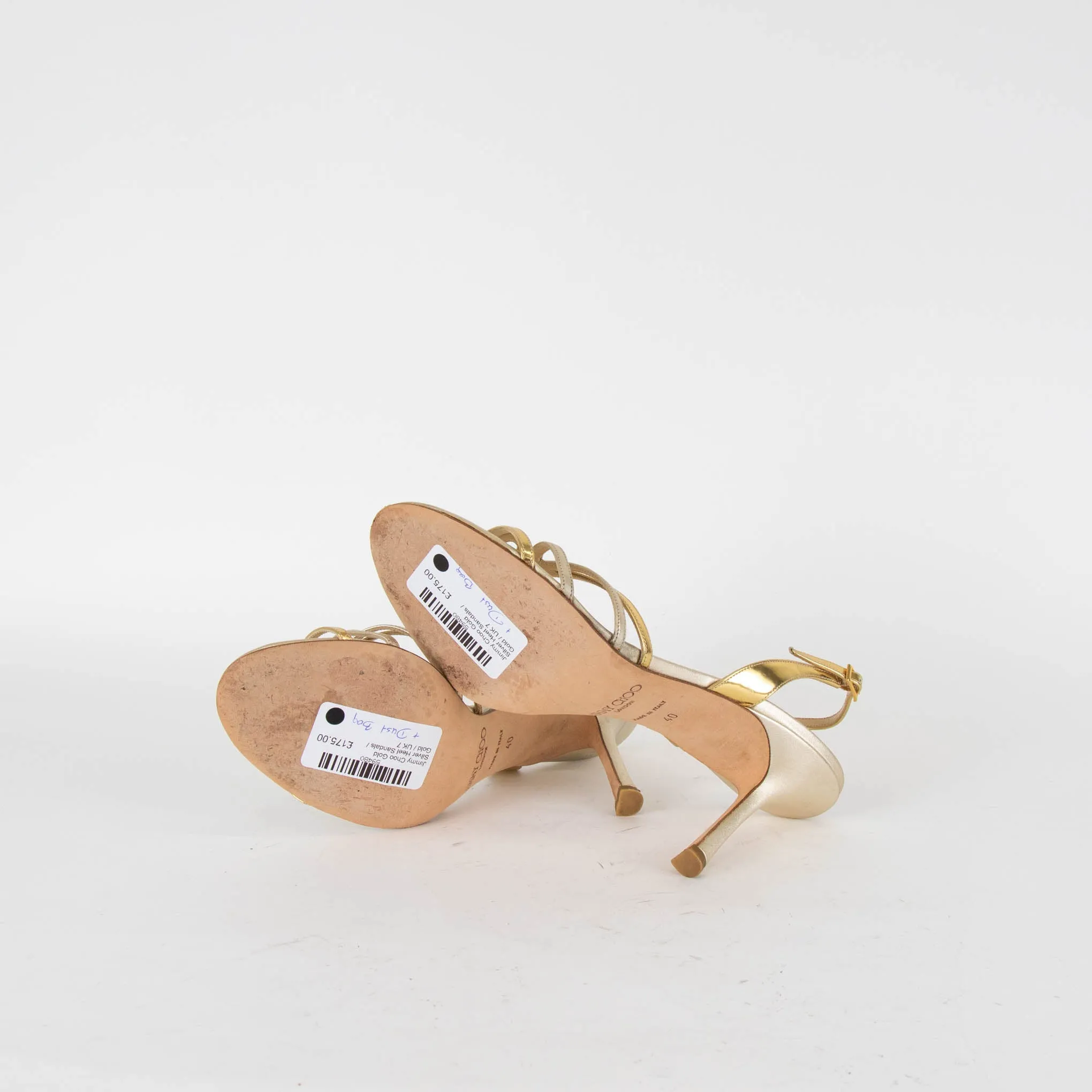 Jimmy Choo Gold Silver Heel Sandals