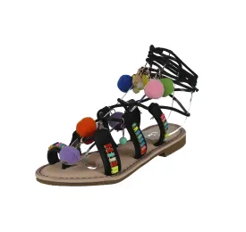 KID'S SHOES BLACK PU LEATHER SANDALS FESTIVE-9K