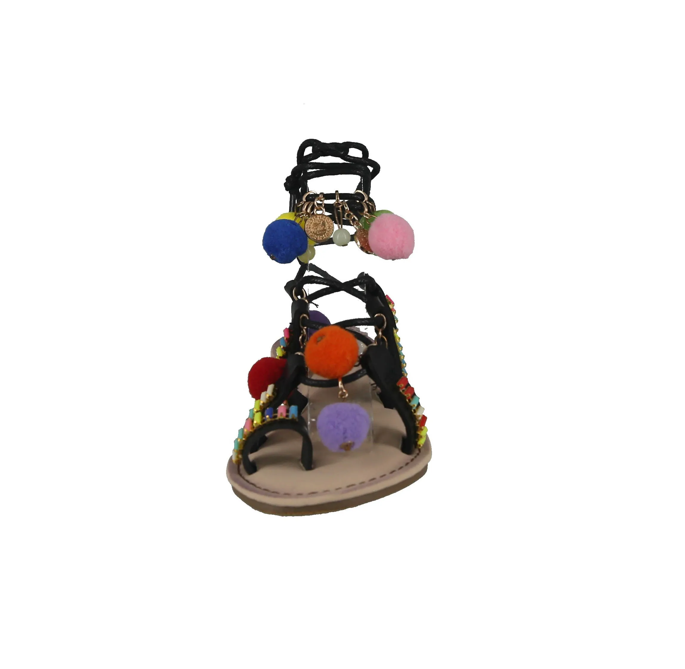 KID'S SHOES BLACK PU LEATHER SANDALS FESTIVE-9K