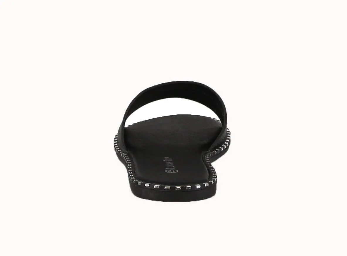 KID'S SHOES BLACK PU LEATHER SANDALS GATETH-1K