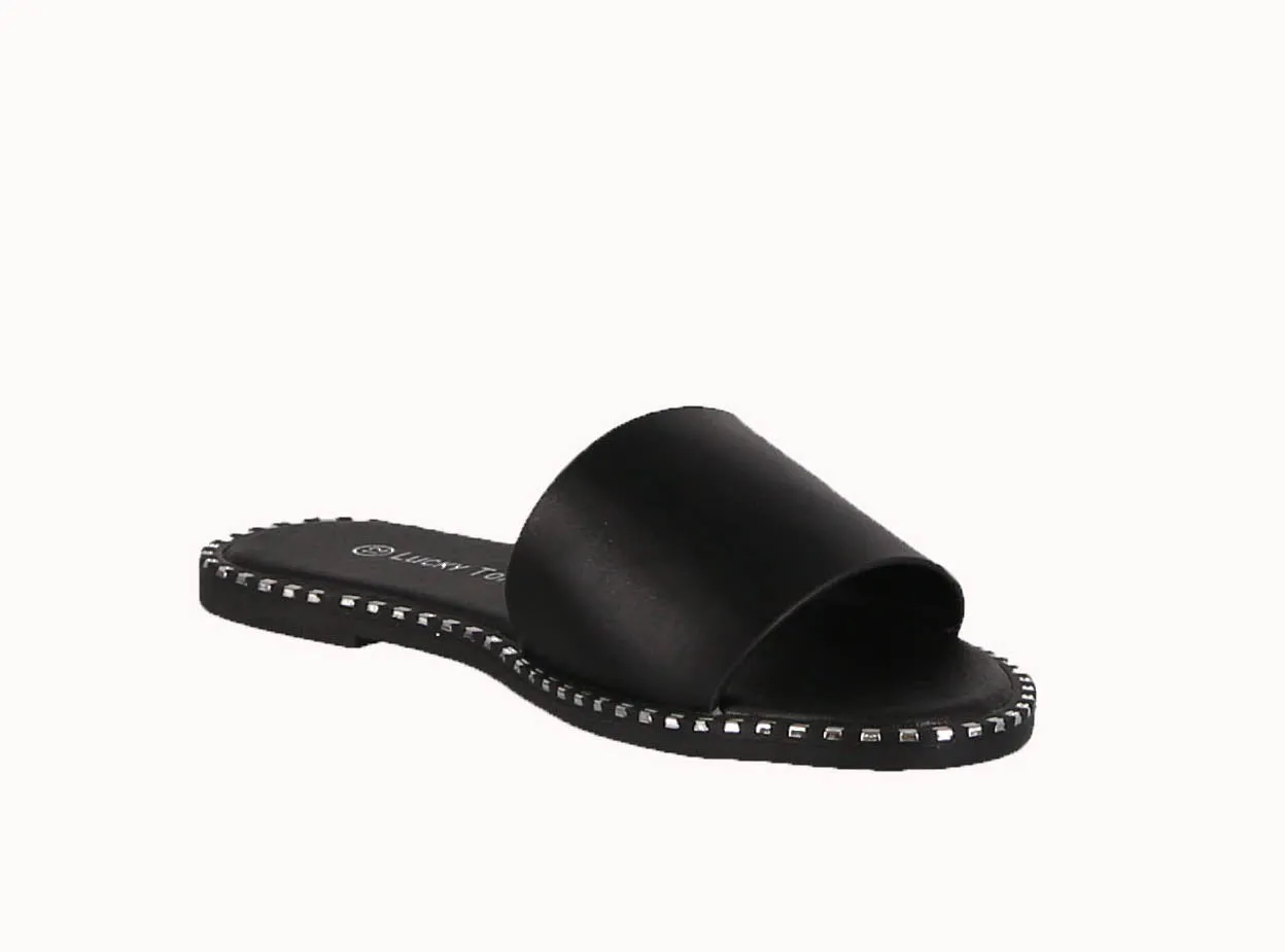 KID'S SHOES BLACK PU LEATHER SANDALS GATETH-1K