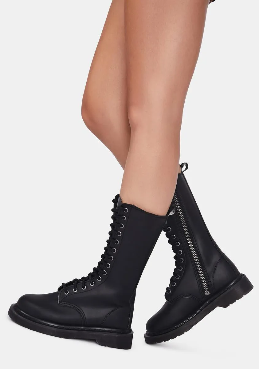 Matte Black Total Mayhem Combat Boots