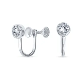 Minimalist Geometric Clip-On Earrings with CZ Solitaire 14K Gold Plated 5MM