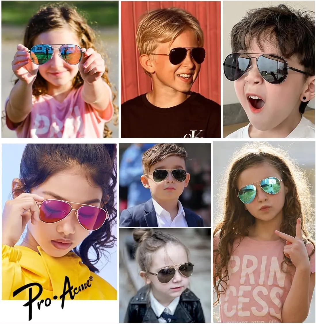 Pro Acme Kids Aviator Sunglasses for Boys Girls, Polarized Small Face for Youth Juniors Age 3-18, with Two Sizes 50MM 52MM