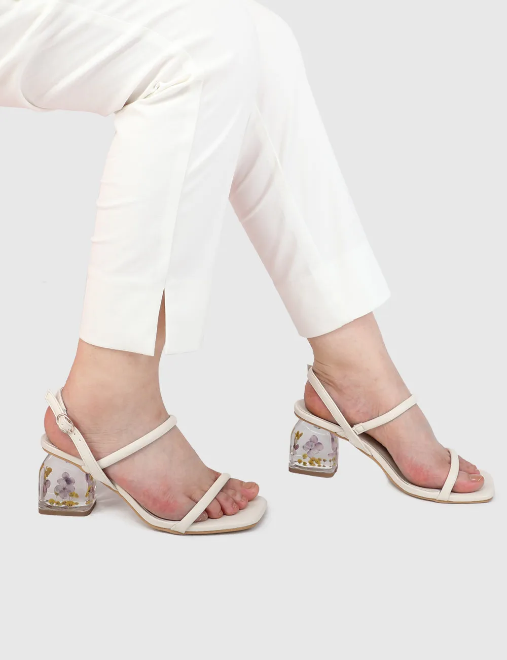 Skuyler Floral Heels (White)