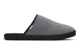 TOMS Mens Harbor Distressed Twill Quilted Slipper - Black
