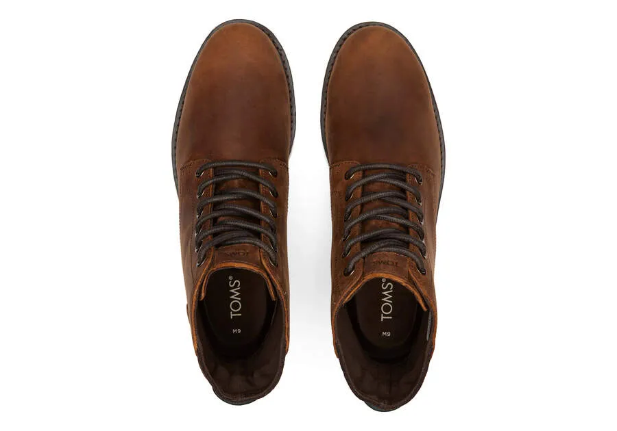 TOMS Mens Hillside Water Resistant Leather Boot - Topaz Brown