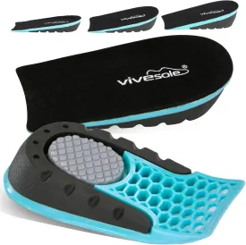 ViveSole Height Increase Insoles (Pair) - Plantar Fasciitis Relief Shoe Inserts for Men and Women - Orthopedic Heel Lift Cups for Foot Pain and Leg Length Discrepancy - Lightweight Gel Support