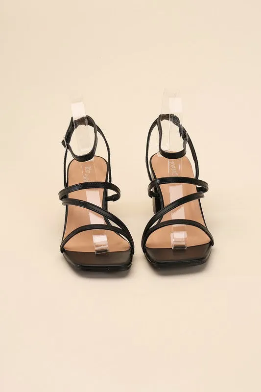 White Slingback, Open Toe Low Heel Sandals with Buckled Design