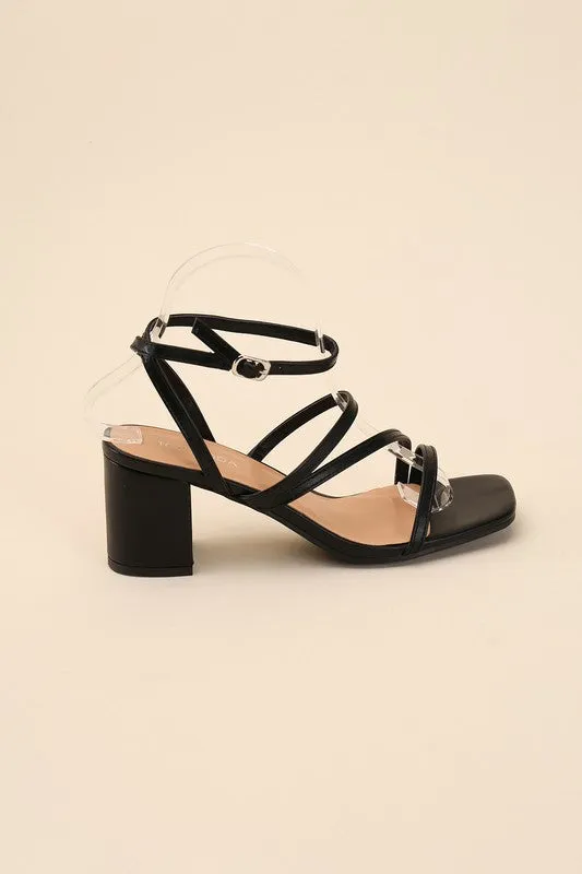 White Slingback, Open Toe Low Heel Sandals with Buckled Design