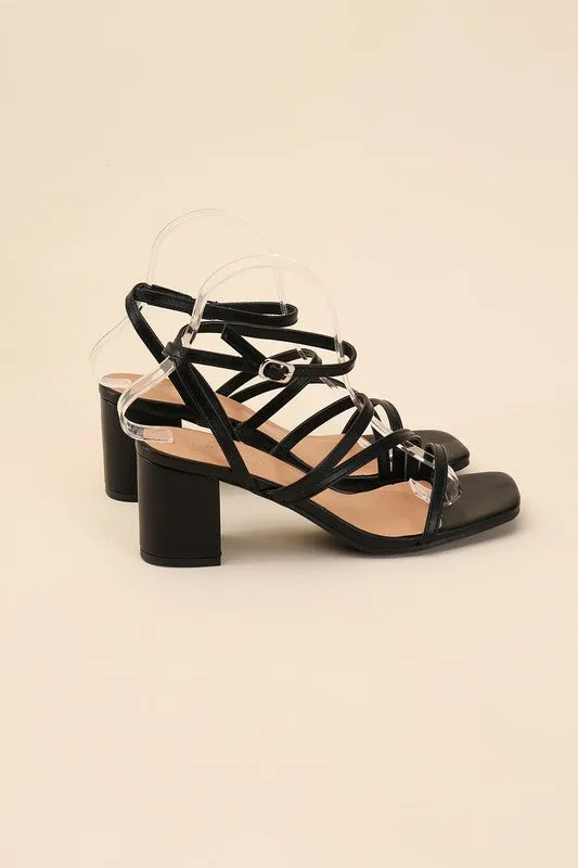 White Slingback, Open Toe Low Heel Sandals with Buckled Design