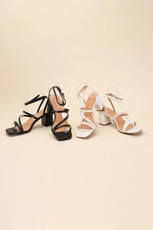 White Slingback, Open Toe Low Heel Sandals with Buckled Design