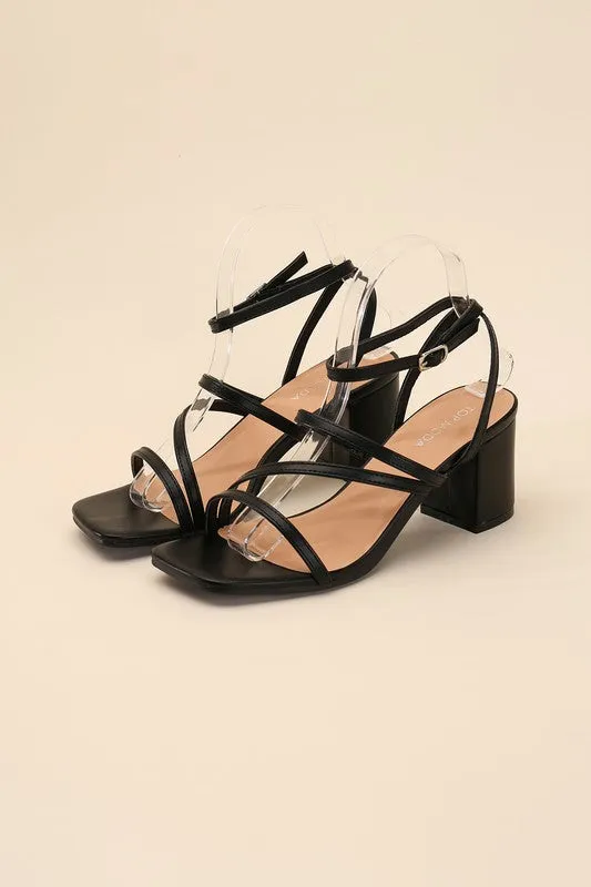White Slingback, Open Toe Low Heel Sandals with Buckled Design