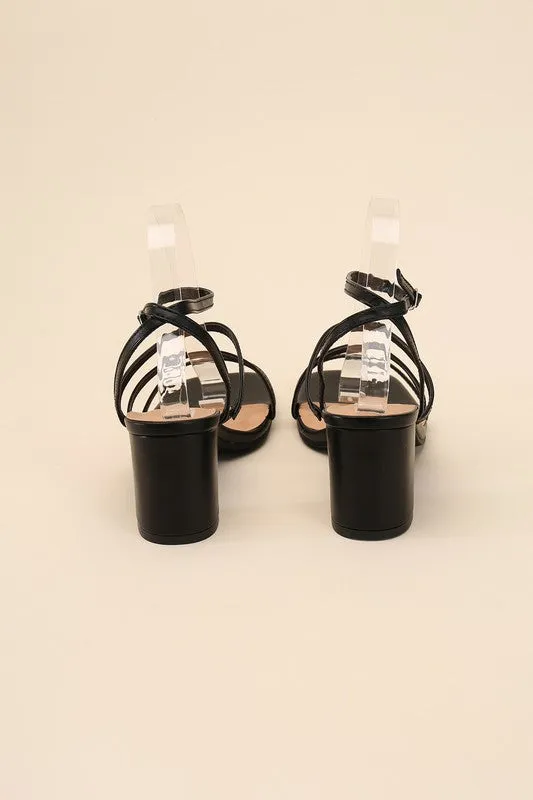 White Slingback, Open Toe Low Heel Sandals with Buckled Design