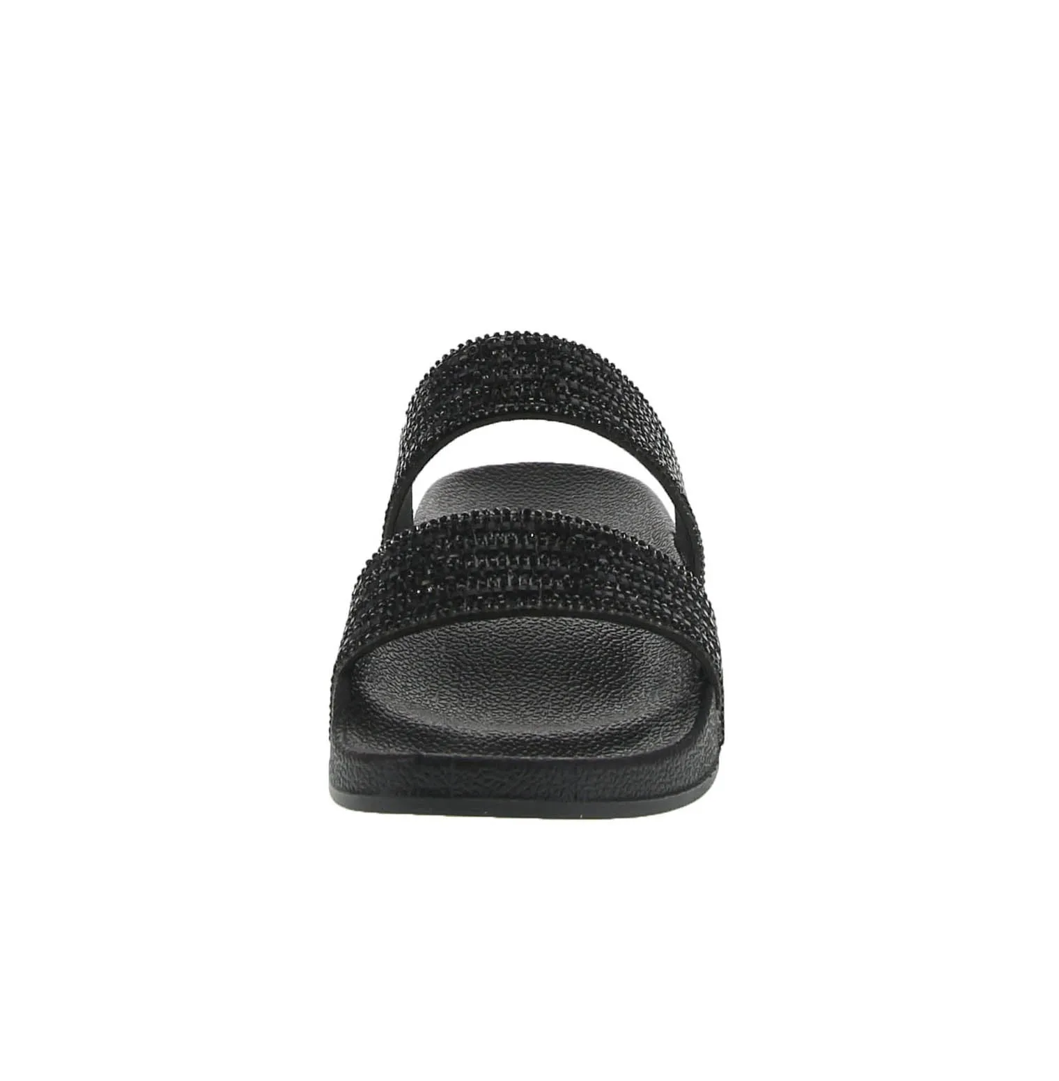 WOMAN'S SHOES BLACK GLITTER PU LEATHER SANDALS FANTASY