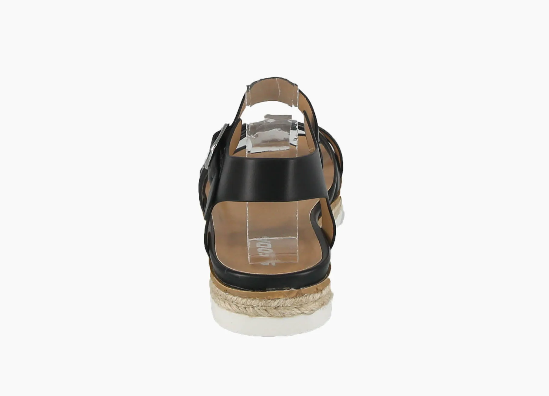 WOMAN'S SHOES BLACK PU LEATHER SANDAL  ROAMING-S