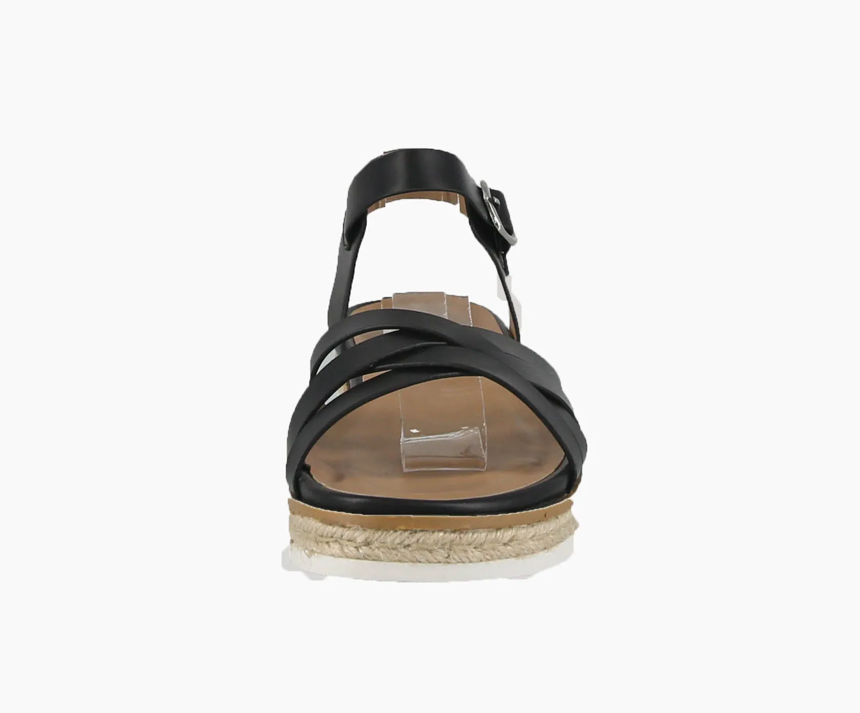 WOMAN'S SHOES BLACK PU LEATHER SANDAL  ROAMING-S