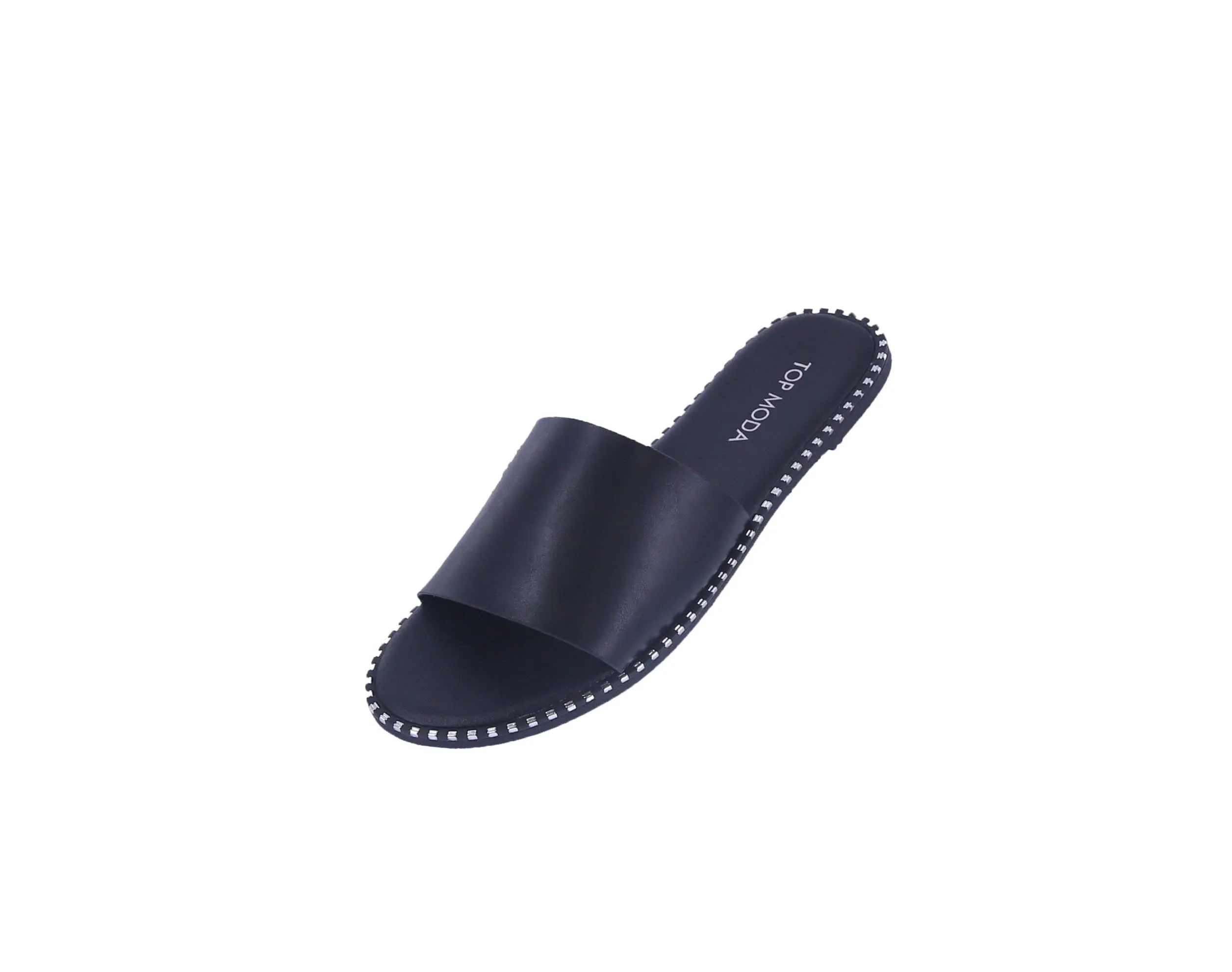 WOMAN'S SHOES BLACK PU LEATHER SANDALS GATETH-1