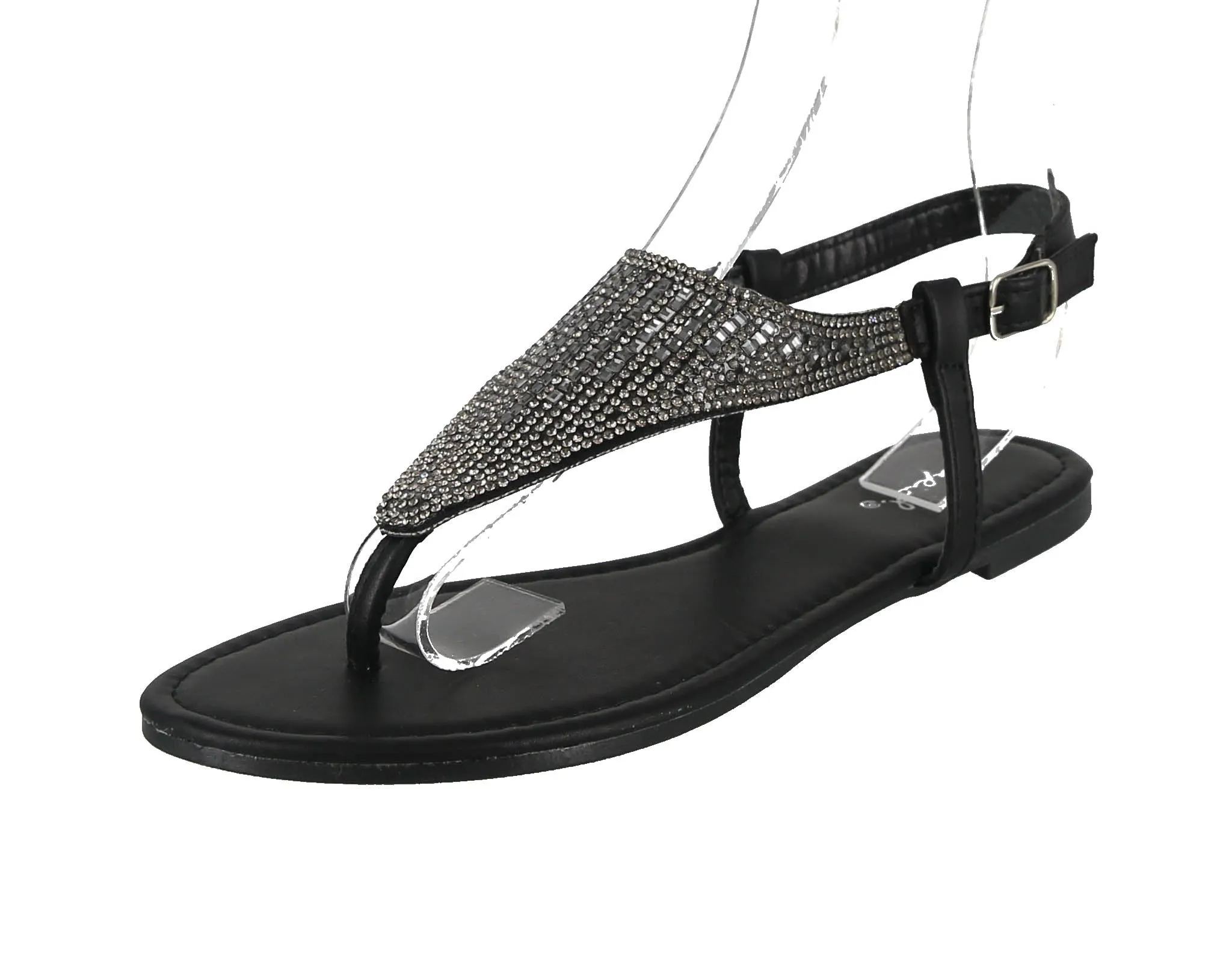 WOMAN'S SHOES BLACK PU LEATHER SANDALS JAMILLA-31