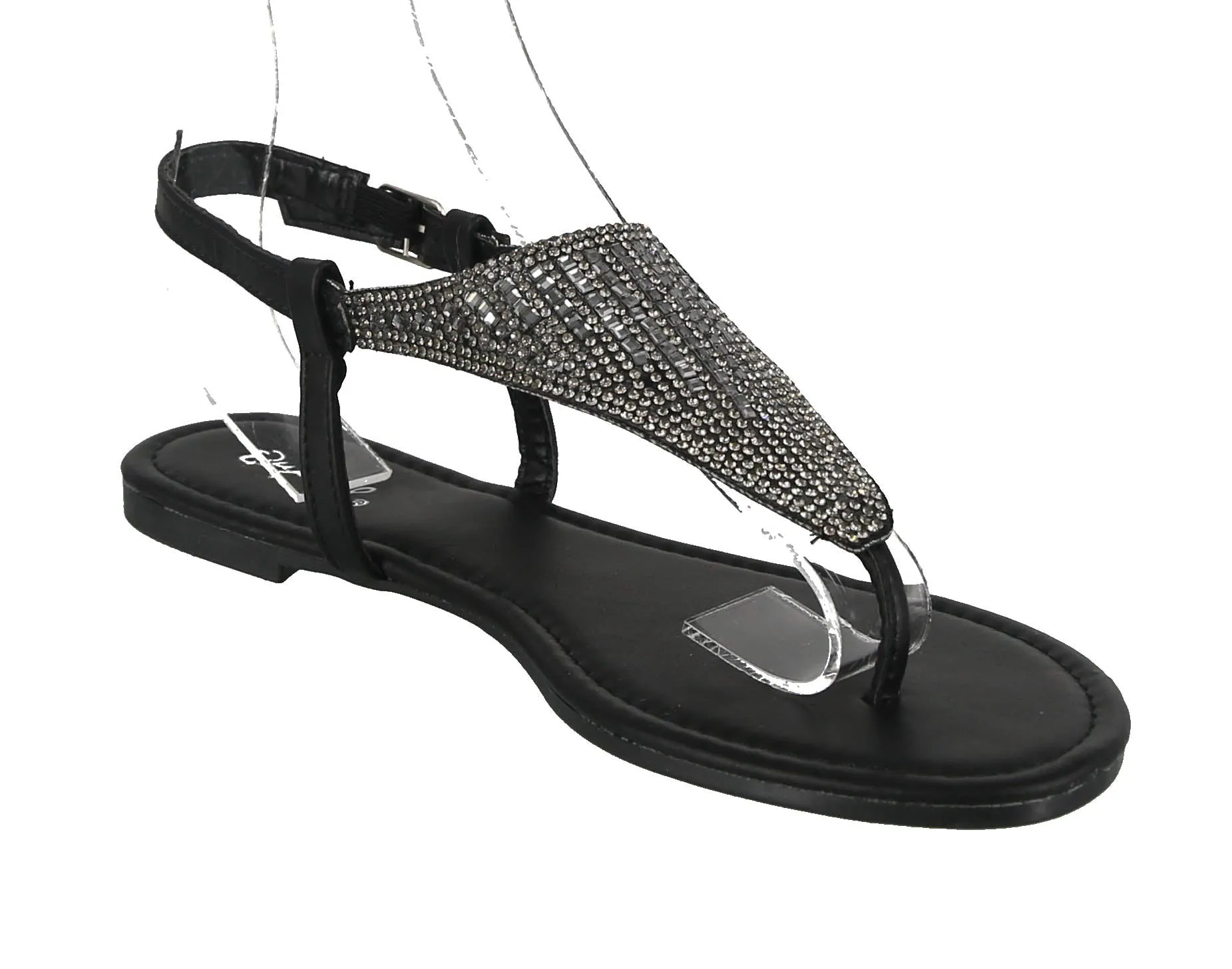 WOMAN'S SHOES BLACK PU LEATHER SANDALS JAMILLA-31