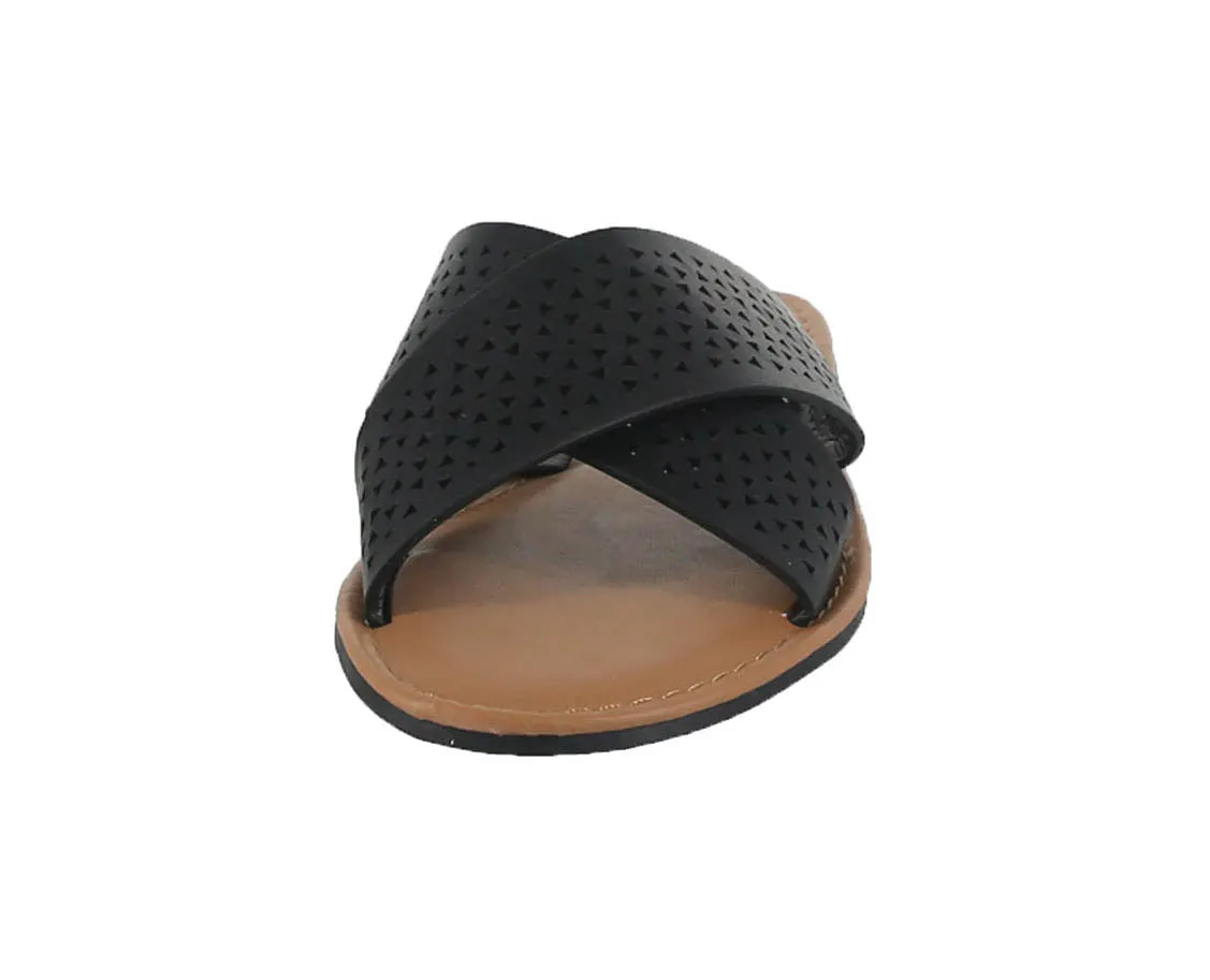 WOMAN'S SHOES BLACK PU LEATHER SANDALS STANTON-6