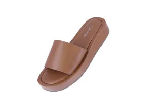 WOMAN'S SHOES TAN PU LEATHER  PLATFORM SANDAL RAYA-33