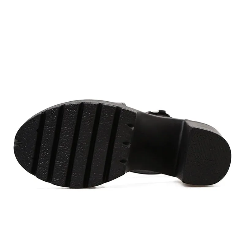 Women Chunky Heel Gladiator Platform Anti-Slip Ankle Sandals