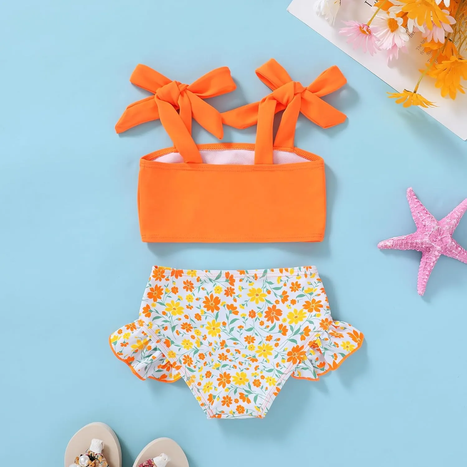 YOUNGER TREE Toddler Girls Two Pieces Swimsuit Color Block Stripe Swimwear Summer Beach Bathing Suit 18M-5T
